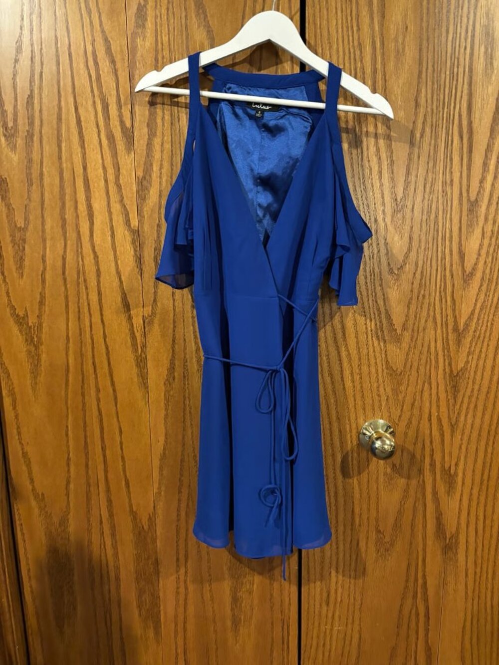 Lulus Royal Blue Mini Wrap Dress | Flowy Date Night Dress